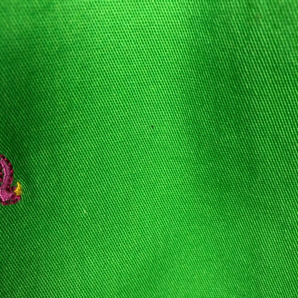 Briggs Pink Flamingo Embroidered Green Capri Pants - Picture 12 of 13